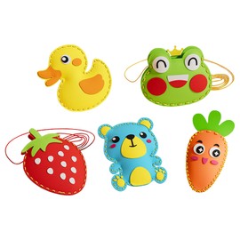 CHUNLINLAODA Pack of 5 Sewing Kit Children's Sewing Kit Generic Children's Sewing Kit DIY Sewing Kit Children Animal Shapes Sewing Craft Set Educational Felt Craft Set Creative Sewing Projects for