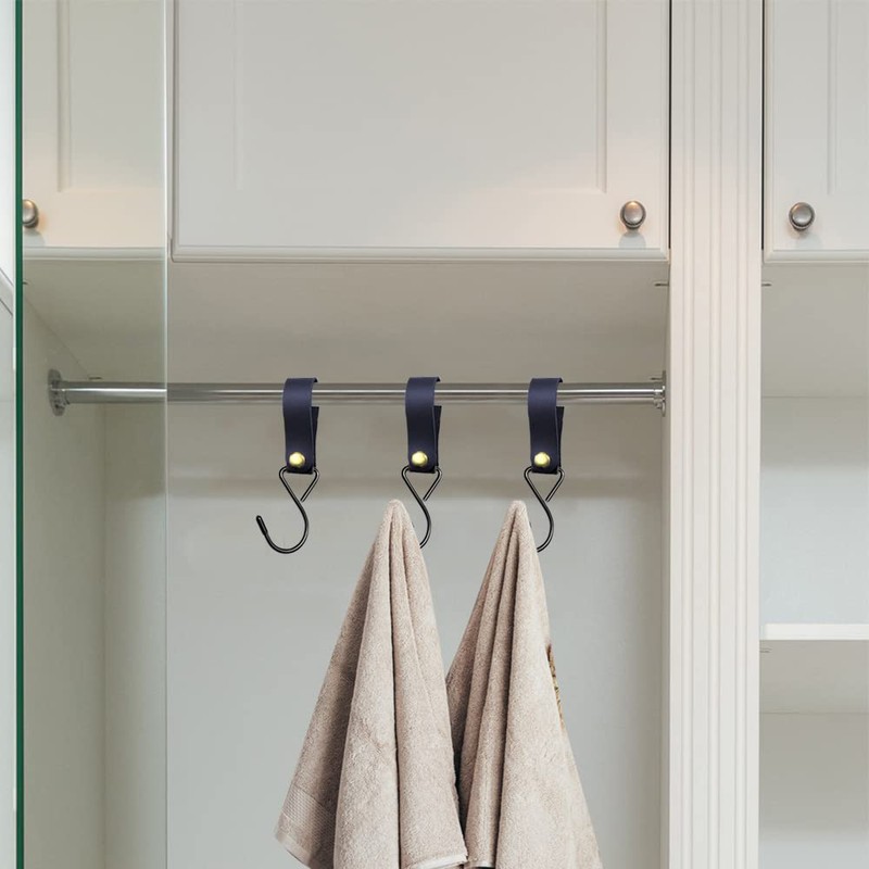Modixun 8 Pieces Leather S Hooks, Metal S Shaped Hanging