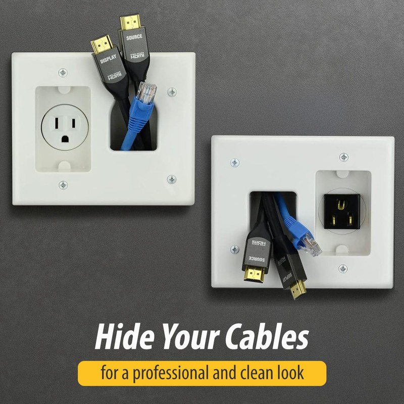 DataComm Electronics Recessed Pro-Power Kit with Straight Blade Inlet &