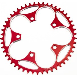 YBEKI 110 BCD Bicycle Chainring 36T 38T 40T 42T 44T 46T 48T 50T 52T 54T 56T 58T Narrow Width Chainrings for 8 9 10 11 12 Speed Road Bike (36T, Red Round, 7" Diameter)