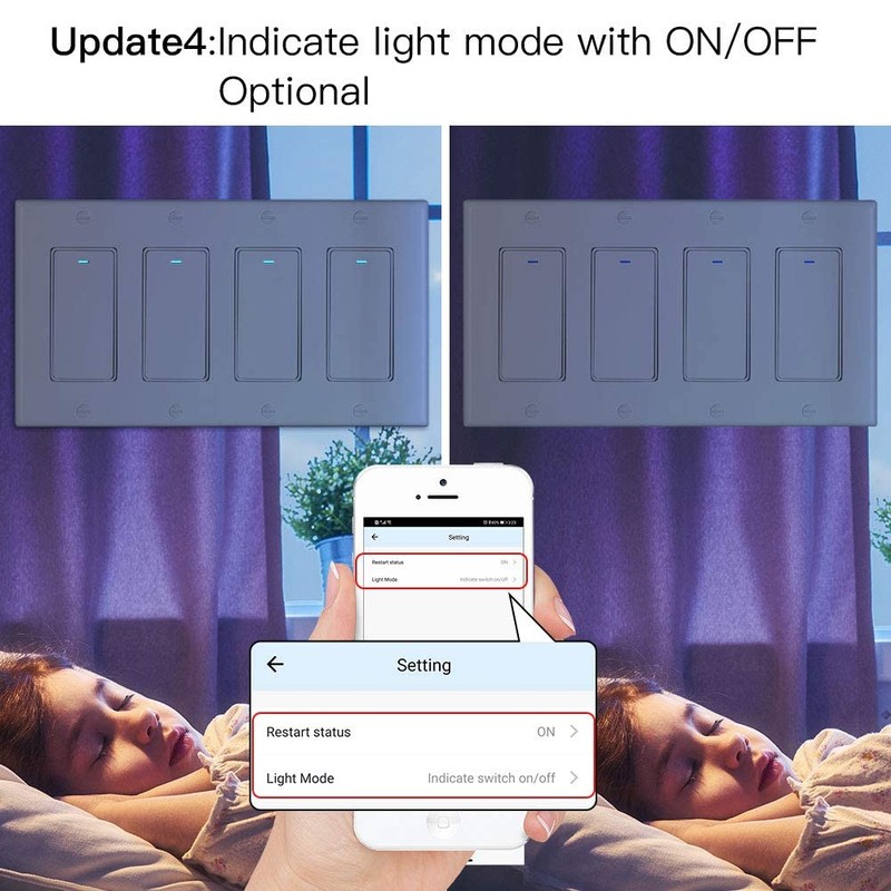 MoesGo WiFi Wall Push Button Smart Light Switch,Multi-Control, 2.4GHz WiFi
