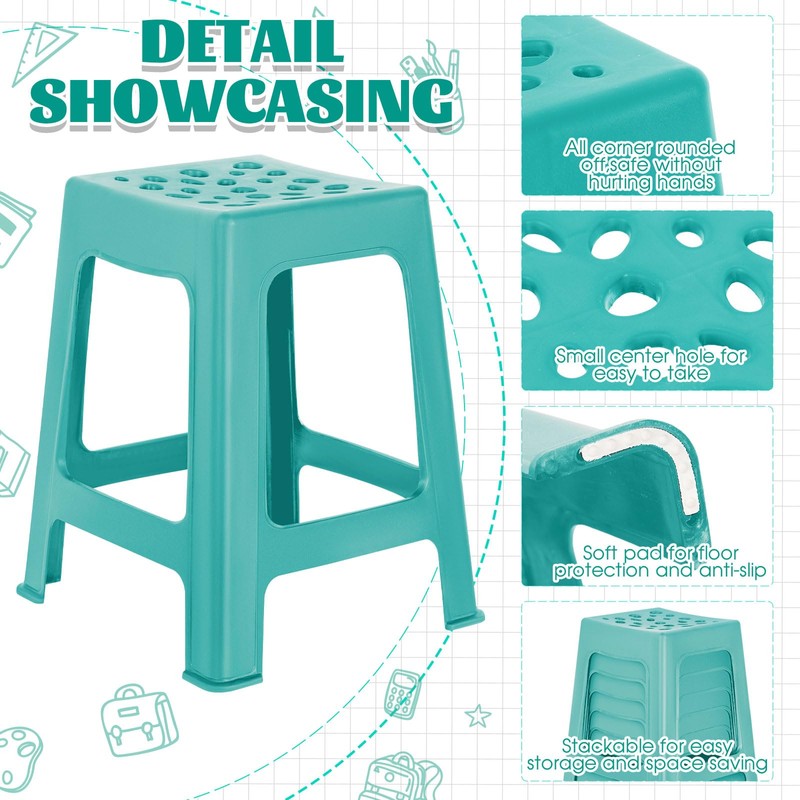 Leinuosen 6 Pcs Plastic Stool for Classroom 18 Inch Stackable