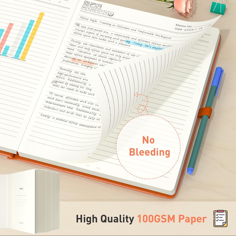 Smarpau A5 Lined Notebook, 320 Pages Thick Hardcover Notebook with