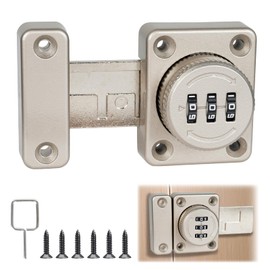 Door Bolt Extended Lock Bolt Door Additional Lock Cabinet Lock Combination Lock 3 Digit Hasp for Doors, Cupboard, Bathroom, Garden