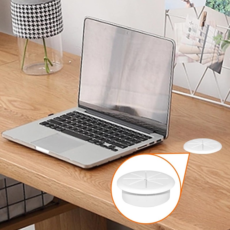 2Pcs Flexible Desk Grommet, HONSNkS 2 Inch Cable Cord Hole