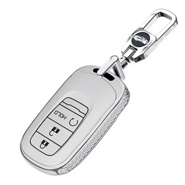ontto 3 buttons PC Car Key fob Cover compatible with Honda Civic Accord HR-V CR-V Pilot Sport SI EX EX-L Touring 2022 2023 2024 Smart Key case Shell keyring Key holder keychian accessories Silver A