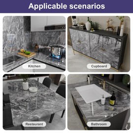 Yun-aeon Grey and Silver Thick Glossy Marble Contact Paper 15.7"x 78.7" - Peel and Stick Wallpaper Self-Adhesive Removable for Kitchen Bathroom Counter Cabinets