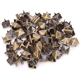 Spike Rivets,100 Sets Leathercraft Square Pyramid Spike Studs Bag Leather Clothing Shoes Belt DIY Decoration Accessories Square Pyramid Studs for Bracelets Handbag (15MM)