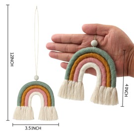 BOHO GARDEN Macrame Bohemian Rainbow Charm - Essential Oil Diffuser for Cars, Baby Nursery, Children’s Bedroom & Home Decor - Decorative Hanging Air Freshener & Accessories - Spring