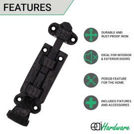 Black Antique Bolt for Doors Gates Sheds Bathrooms Scroll Work Tudor Design Straight 4 Inch