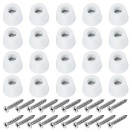 PATIKIL Cutting Board Feet,20 Pieces Non Slip Rubber Feet Bumpers with 304 Stainless Steel Screws for Cutting Board Furniture Chairs Desks 0.89" Wx0.63 H, White