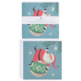 Pack Of 6 Retro Santa Bauble Charity Christmas Cards Multiple Charities