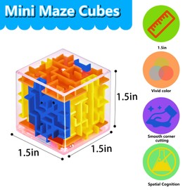 32 Pieces Mini Maze Puzzle Cubes, 1.18in 3D Magic Cube Bulk Brain Teasers for Kids and Adults Educational Puzzle Boxes, Kids Party Favors & Classroom Prizes Maze Puzzles Toys