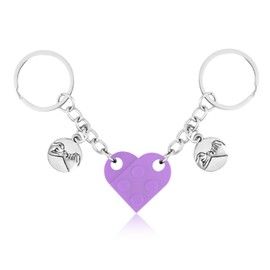 Matching Brick Heart Keychain for Couples, Custom Couple Key Chain Pinky Promise Pendant Cute Couple & Friendship Gifts for Boyfriend Girlfriend Friend Couples(Light Purple)