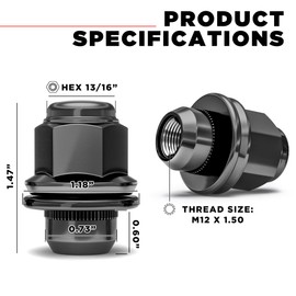 White Knight M12x1.50 Black Chrome Factory Style Lug Nuts for Select Toyota Lexus Kia Genesis - Med Mag W/Washer - Carbon Steel for Durable Construction & EZ Installation - 5307BK-4 (4 Pack)