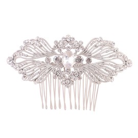 Bridal Headpiece Bridal Hair Accessories Crystal Headpiece Crystal Hair Charms Rhinestone Hair Accessories Crystal Hair Comb Hair Plug European and American Bride White