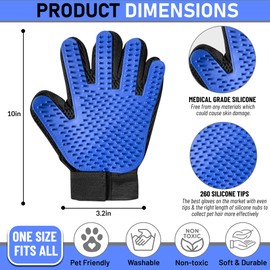 ZENELANEP Upgrade Pet Grooming Gloves, Grooming Gloves for Dogs, Cats, Rabbits & Horses with Long and Short Hair, Efficient Pets Hair Remover Mittens - 1 Pair (Blue)