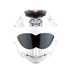 1Storm Motorcycle Open Face Fiber Glass Dual Visor Helmet Scooter Classical Knight Bike Samurai White + One Extra Clear Shield