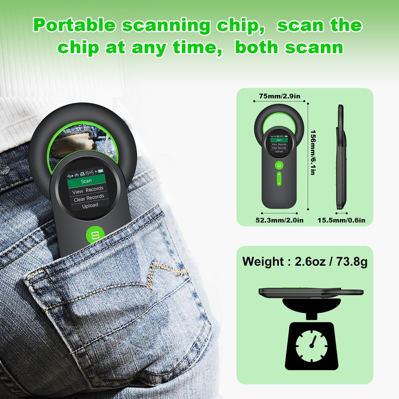 Animal Microchip Scanner,Symcode Pet Microchip Tag Reader Scanner with 1.44”