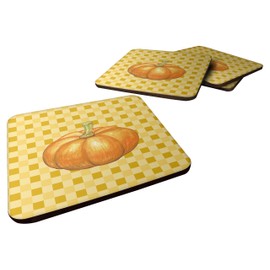 Caroline's Treasures Pumpkin on Basketweave Decorative Coasters, 3.5, Multicolor