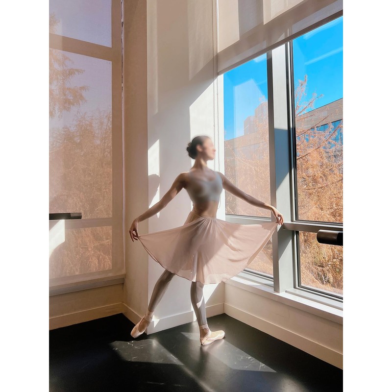 [Tacherlia] Ballet Skirt, Pull Up Elastic Waistband Rehearsal Skirt, cream