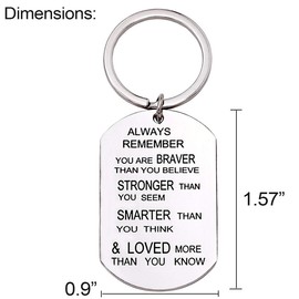 Inspirational Gifts for Women, Best Friend Birthday Keychain Gifts, Always Remember You are Braver Stronger Smarter Than You Think, Titanium Steel Key Chains