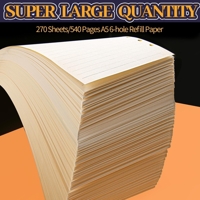 FANDAMEI 6 Pack A5 Refills Paper - 540 Pages/270 Sheets