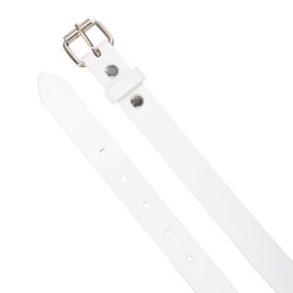 Kids 1" Snap On Plain Leather Belt, White | m-28"