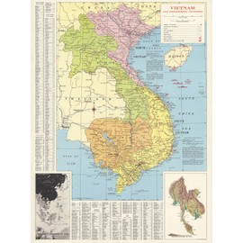 Historic Pictoric Map : Vietnam 1965, Vietnam and neighboring countries, Antique Vintage Reproduction : 33in x 44in
