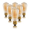 Kellarosses ST64 Incandescent Edison Bulbs 60W 6-Pack, 2200K Warm Amber