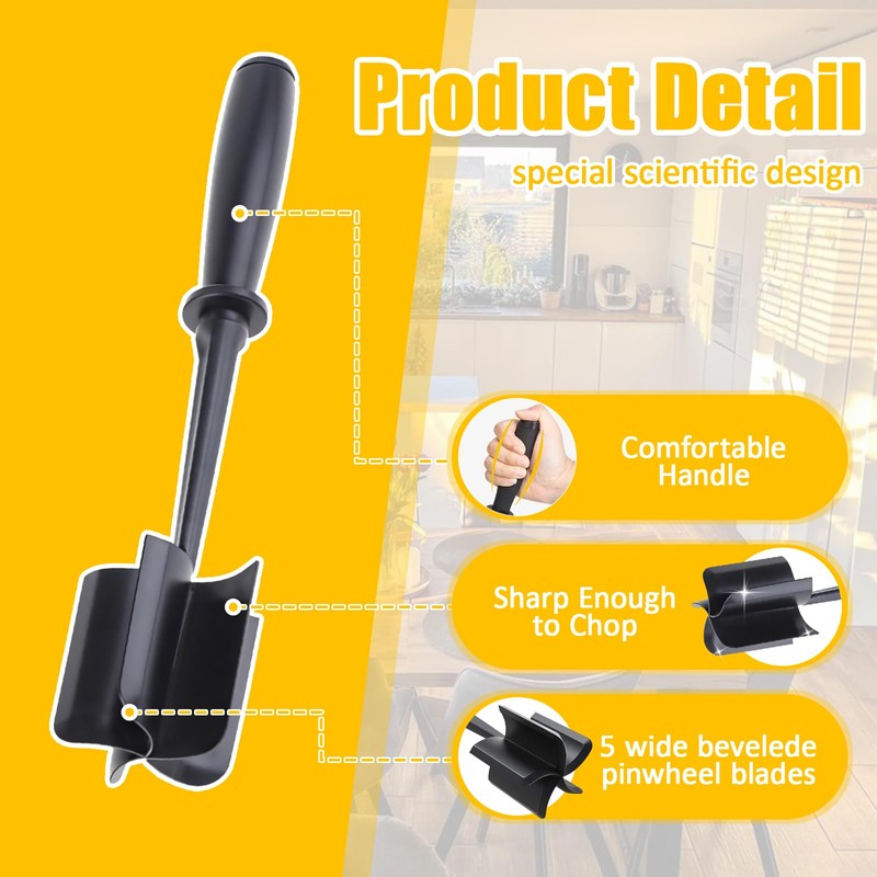 5-Blade Meat Chopper & Masher – Multi-Purpose Kitchen Tool for
