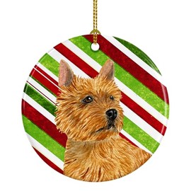 Caroline's Treasures SS4568-CO1 Norwich Terrier Candy Cane Holiday Christmas Ceramic Ornament, 3 in, Multicolor