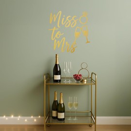 Bachelorette Party Decoration Miss to Mrs Vinyl Decal – Bridal Shower Decor Wall Sticker, Engagement Party Interior, Elegant Wedding Celebration Backdrop Lettering ig6631 (15 in X 15 in)