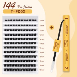 QUEWEL DIY Lash-Extensions Kit MIX10-18mm Lash-Clusters with Bond&Seal Super Hold, Cluster-Lashes and Long Lasting Suitable for Beginners to Complete Cluster Eyelash Extensions at Home(T-F02)