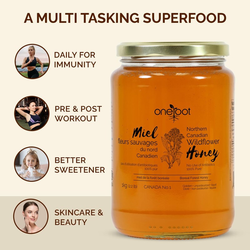 OneRoot Natural Wildflower Honey Liquid | 100% Pure Canadian Boreal
