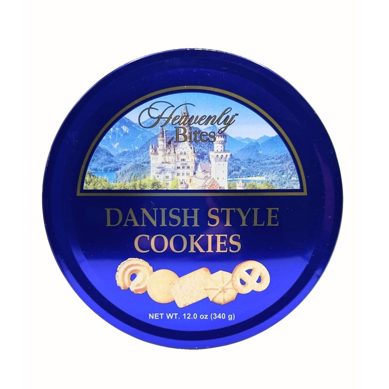 Heavenly Bites Danish Style Butter Cookies in Metal Tin 12