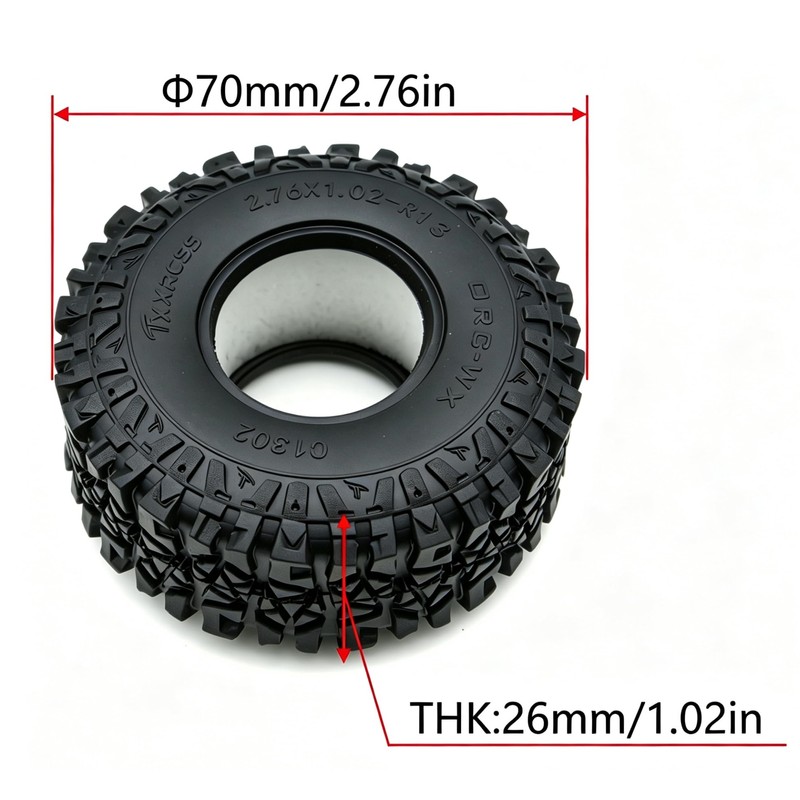 TxxRcss RC 1.3 Inch Sticky Soft Tires 70 * 26mm