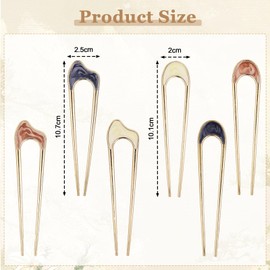 Huiguli Pack of 6 French Hair Pin, U-Shaped Hair Pin, Exquisite Twist Hair Pin, Metal, Bun Hair Accessories for Women and Girls, Styling Hair Accessories for All Hair Types