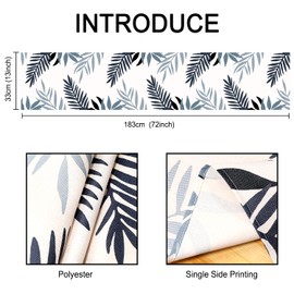 Table Runner Modern Living Room Table Runner Washable Table Runner Grey Blue Table Runner Navy Blue Leaves Pattern Table Runner Kitchen Dining Table Tabletop Decor for Dining Room Decoration Table