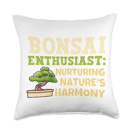 Bonsai Lover Meditation Apparel Enthusiast: Nurturing Nature's Harmony-Bonsai Throw Pillow, 18x18, Multicolor