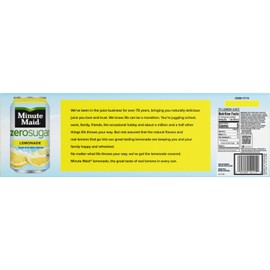 Zero Sugar Lemonade soda 12 fl oz, 15 pack, total 180 fl oz