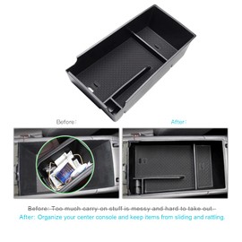 CDEFG for 2021 2022 2023 2024 2025 Kia K5 Console Organizer: Center Console Insert ABS Black Material Armrest Organizer Tray Secondary Storage Box Compatible with 2021-2024 2025 Kia K5 Accessories