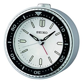 Seiko Alarm Clock, Plastic, Silver/Black, 95 mm