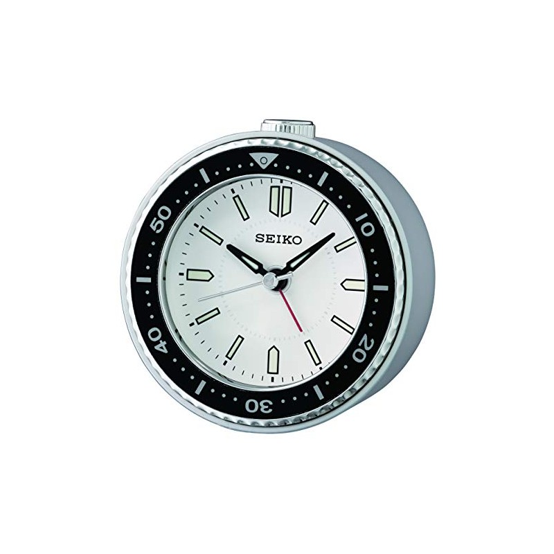 Seiko Alarm Clock, Plastic, Silver/Black, 95 mm
