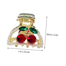 OHPHCALL Rhinestone Cherry Hair Clips for Women Small Design Hair Accessories for Girls Elegant Half-moon Shape Clamps for Makeup and Bathing