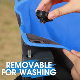 PORTAL Collapsible Folding Utility Wagon Quad Compact Outdoor Garden Camping Cart with Removable Fabric (Removable Fabric, Grey/Blue)