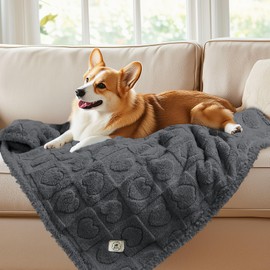Luciphia Waterproof Blanket for Large Dogs Washable Pet Bed Cover Soft Fluffy Puppy Couch Protector with Premium Fleece Cozy Calming Cat Blankets for Indoor Cats Grey 57x40 inch