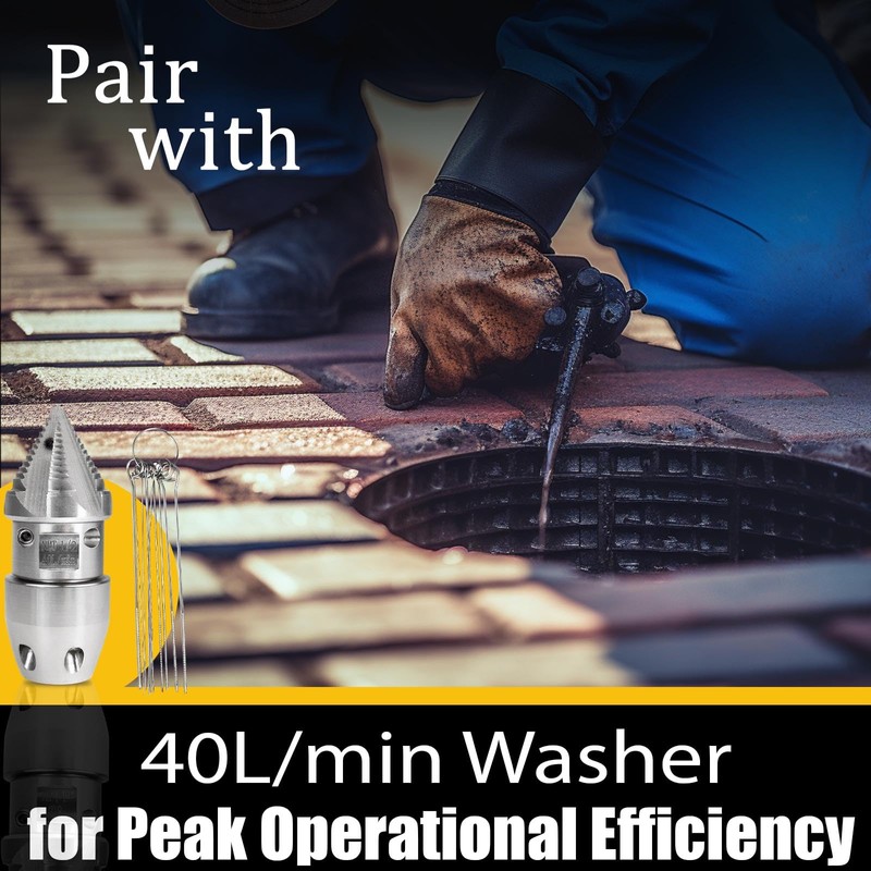 1/2 NPT, 40 L/min Sewer Jetter Rotating Nozzle - Stainless
