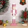 NOLITOY Christmas Nutcracker Soldier, 12 in Wooden Nutcracker Figure Pink