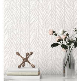 Striped Wallpaper Peel and Stick Wallpaper for Bedroom 17.3"x78.8" White/Beige Wall Paper Herringbone Self Adhesive Removable Wallpaper Modern Line Contact Paper for Cabinets Bathroom Decor